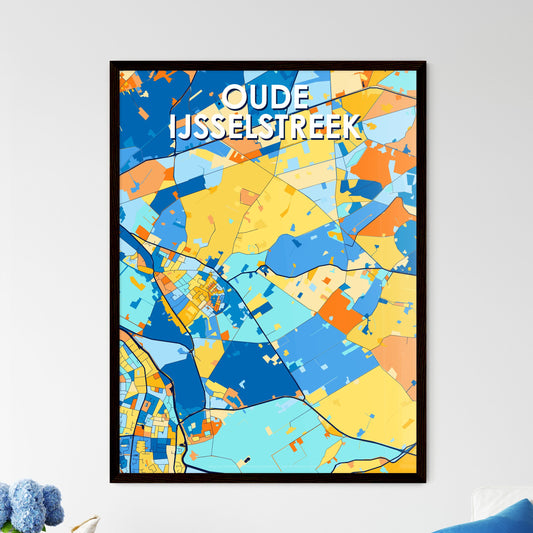 OUDE IJSSELSTREEK NETHERLANDS Vibrant Colorful Art Map Poster Blue Orange