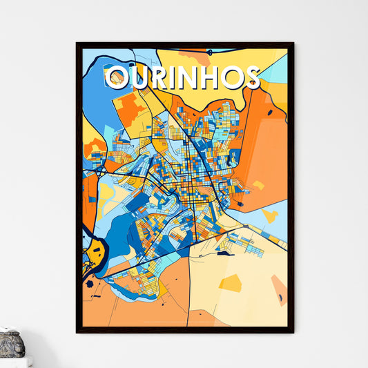 OURINHOS BRAZIL Vibrant Colorful Art Map Poster Blue Orange