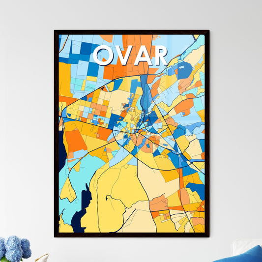 OVAR PORTUGAL Vibrant Colorful Art Map Poster Blue Orange