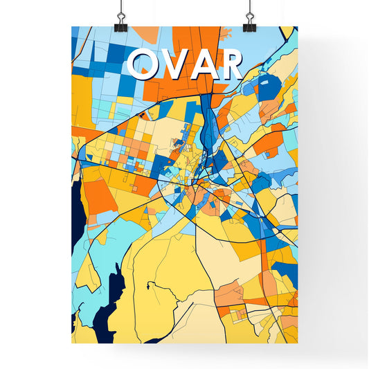 OVAR PORTUGAL Vibrant Colorful Art Map Poster Blue Orange