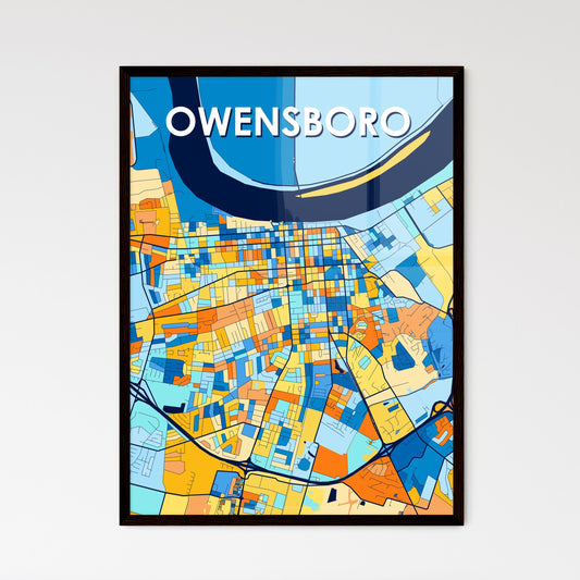 OWENSBORO KENTUCKY Vibrant Colorful Art Map Poster Blue Orange