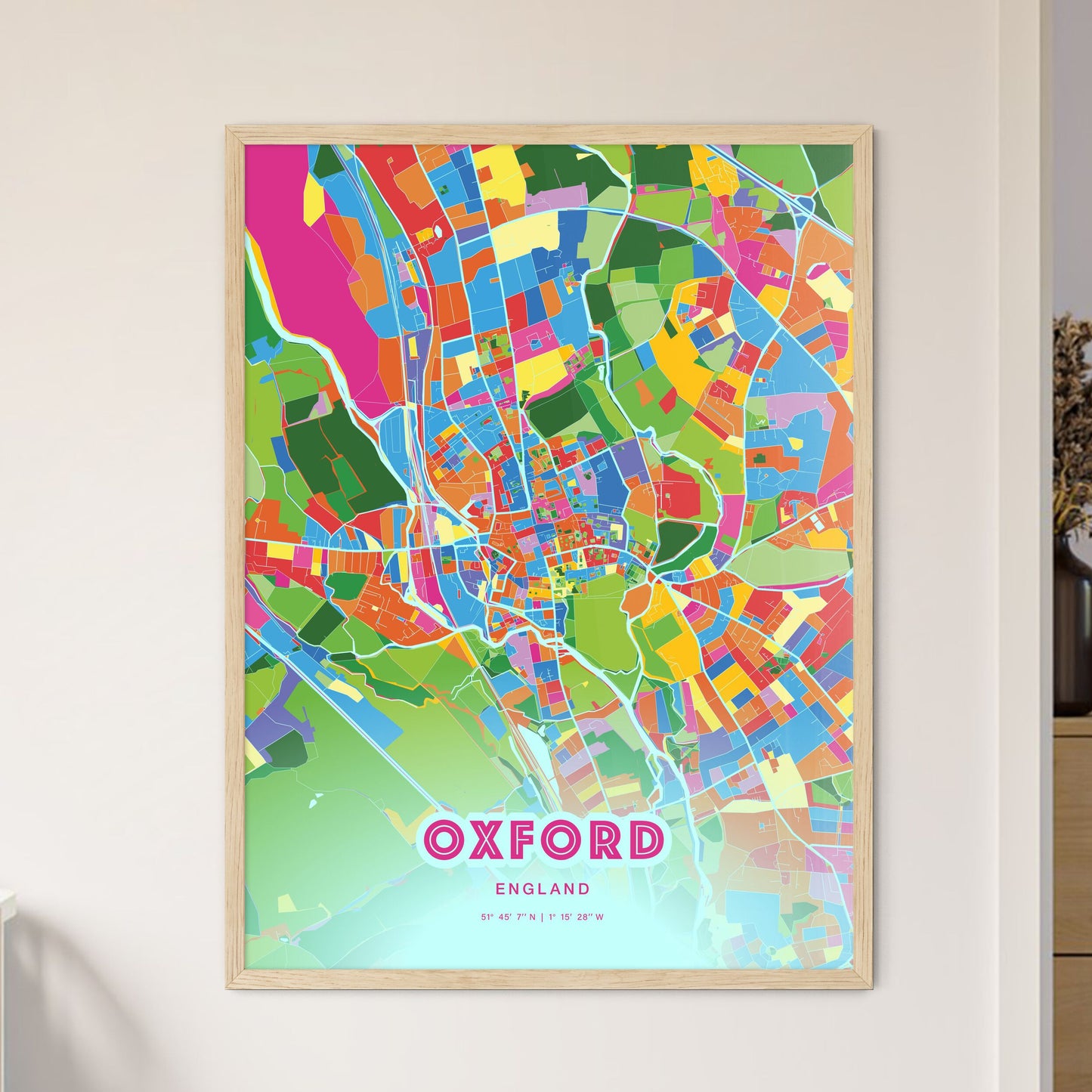 Colorful Oxford England Fine Art Map Crazy Colors