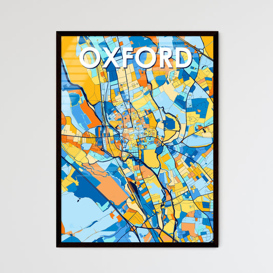 OXFORD ENGLAND Vibrant Colorful Art Map Poster Blue Orange