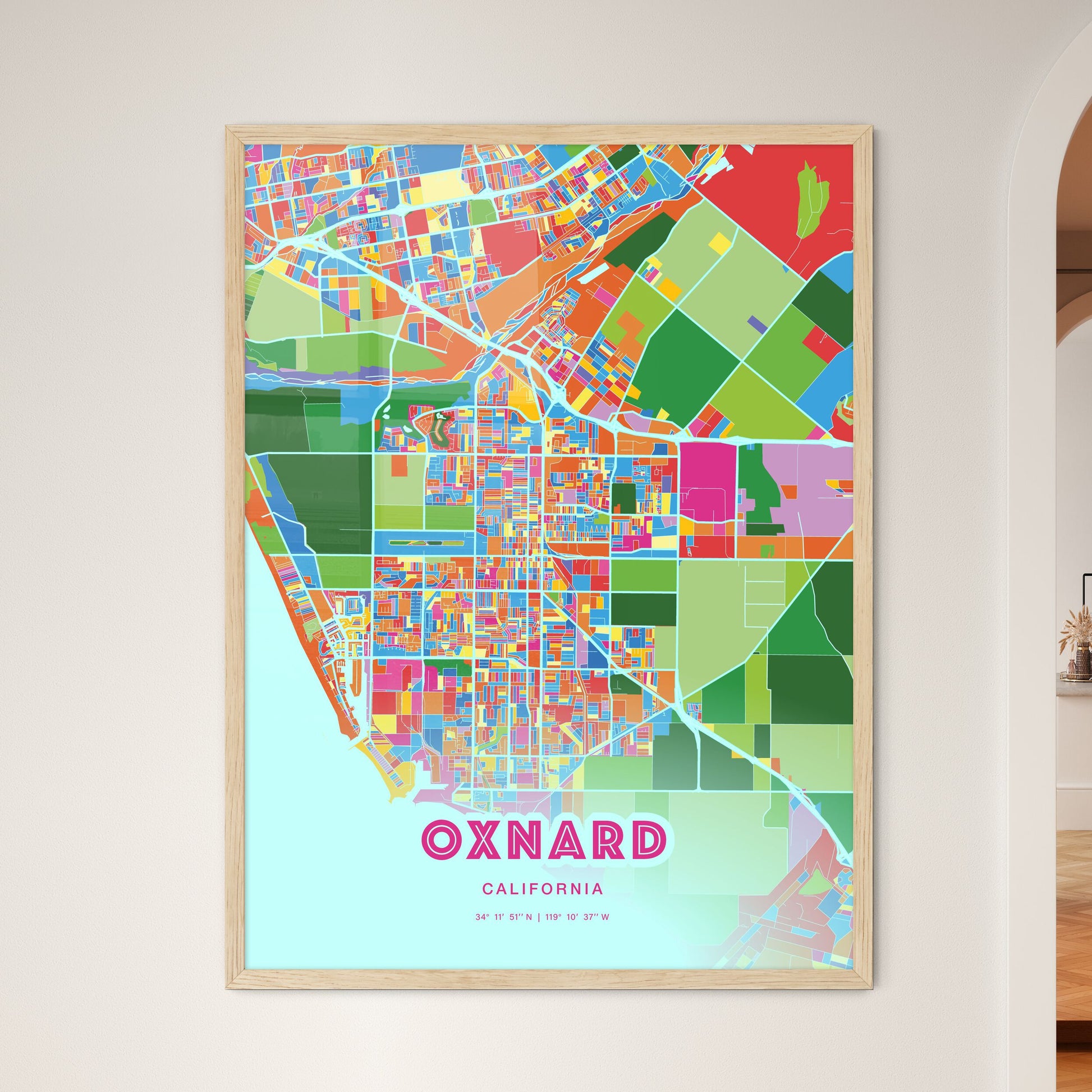 Colorful Oxnard California Fine Art Map Crazy Colors