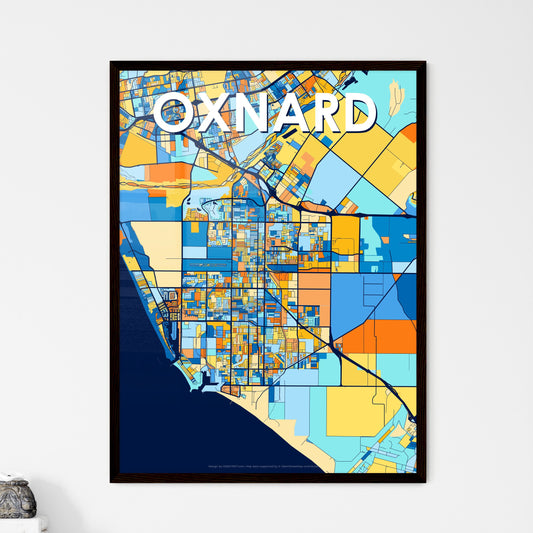 OXNARD CALIFORNIA Vibrant Colorful Art Map Poster Blue Orange