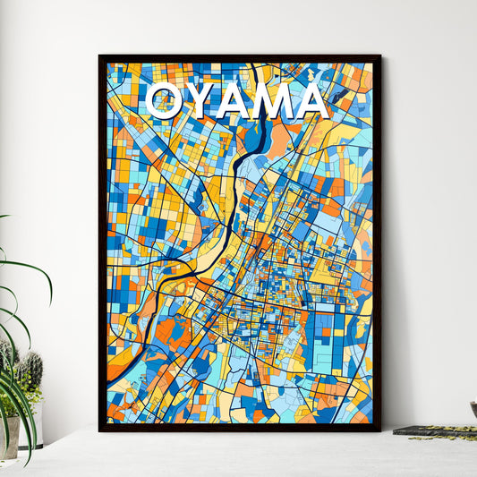 OYAMA JAPAN Vibrant Colorful Art Map Poster Blue Orange