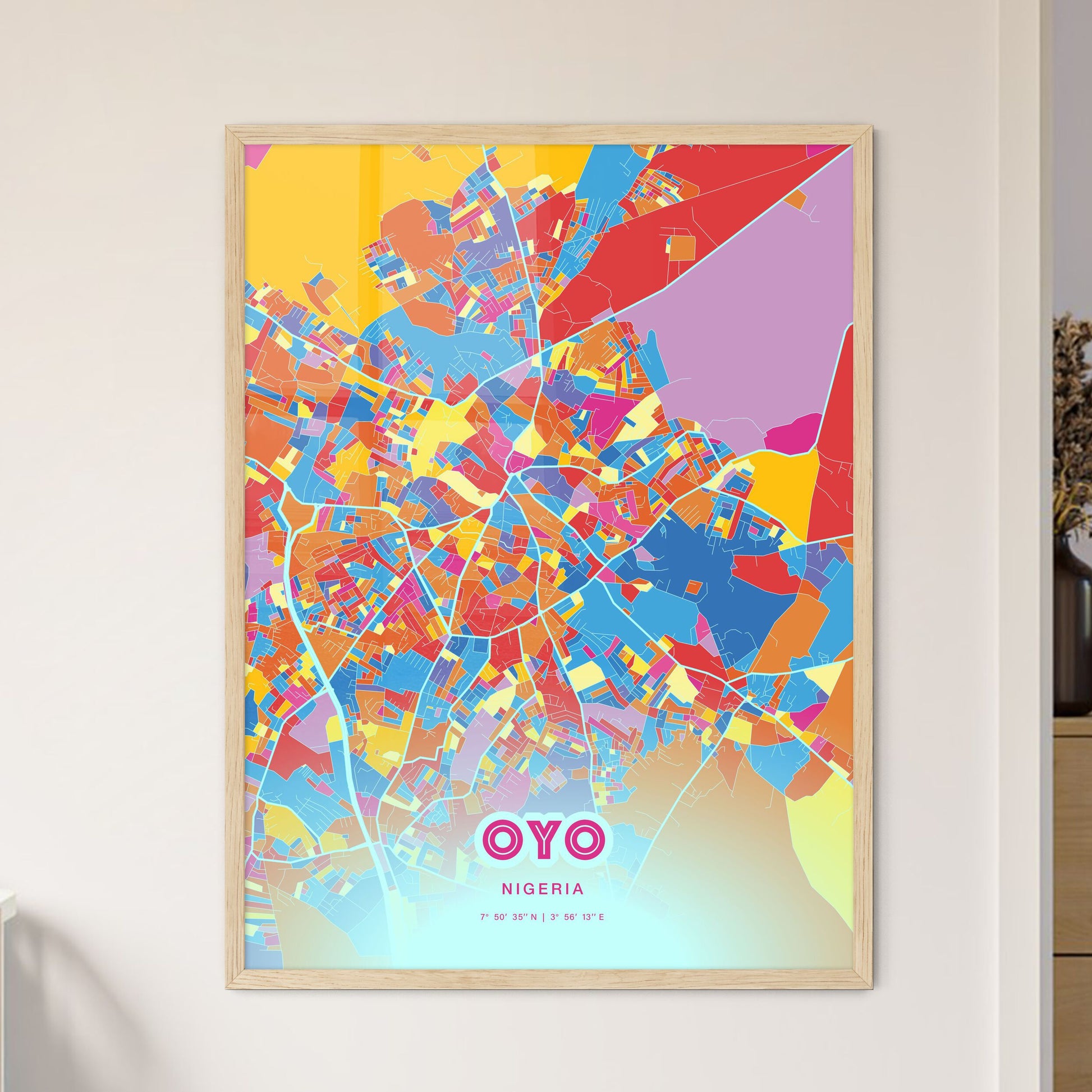 Colorful Oyo Nigeria Fine Art Map Crazy Colors