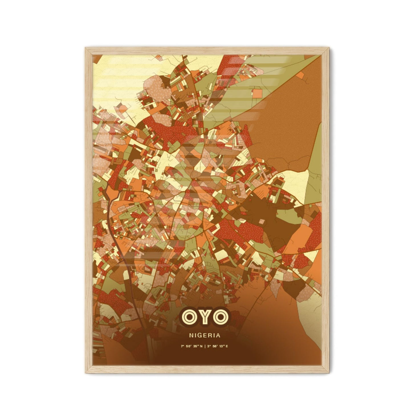 Colorful Oyo Nigeria Fine Art Map Farmhouse