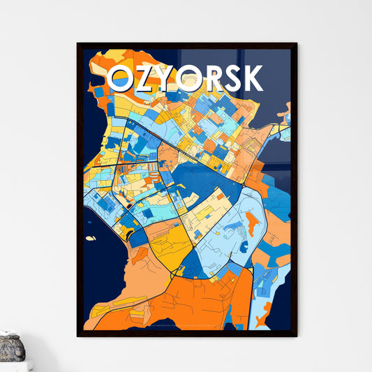 OZYORSK RUSSIA Vibrant Colorful Art Map Poster Blue Orange