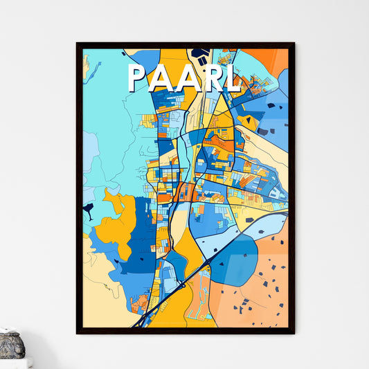 PAARL SOUTH AFRICA Vibrant Colorful Art Map Poster Blue Orange