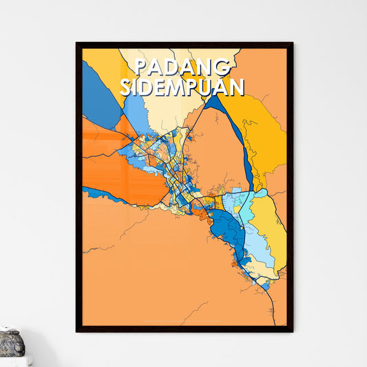 PADANG SIDEMPUAN INDONESIA Vibrant Colorful Art Map Poster Blue Orange