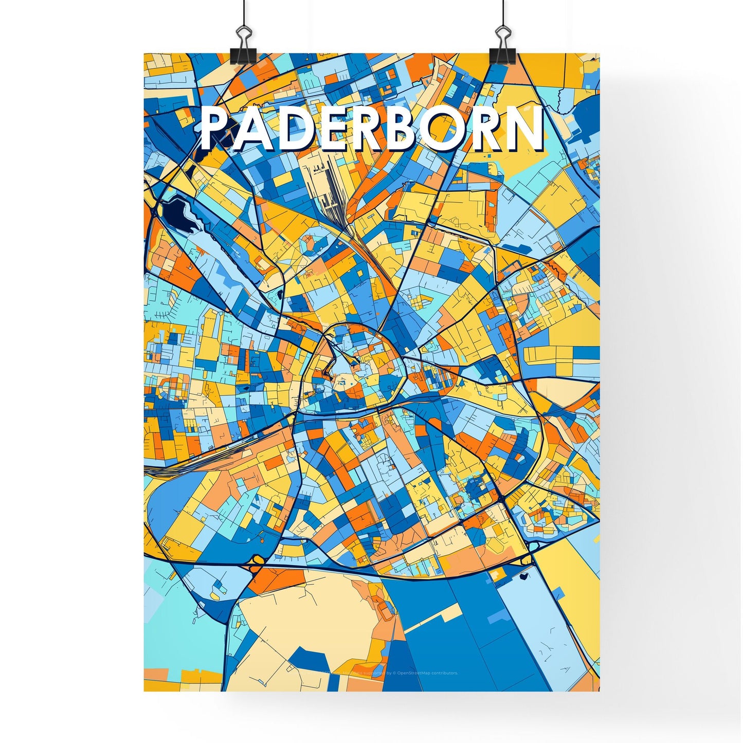 PADERBORN GERMANY Vibrant Colorful Art Map Poster