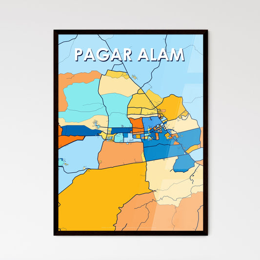 PAGAR ALAM INDONESIA Vibrant Colorful Art Map Poster Blue Orange