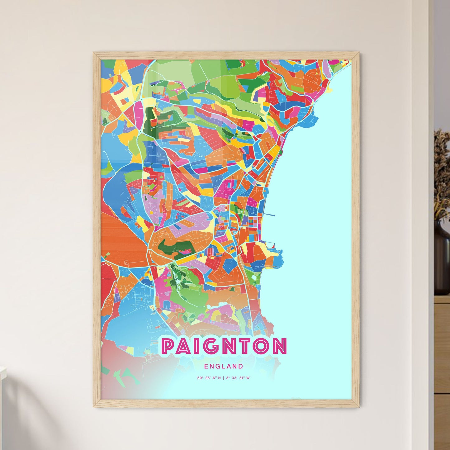 Colorful Paignton England Fine Art Map Crazy Colors