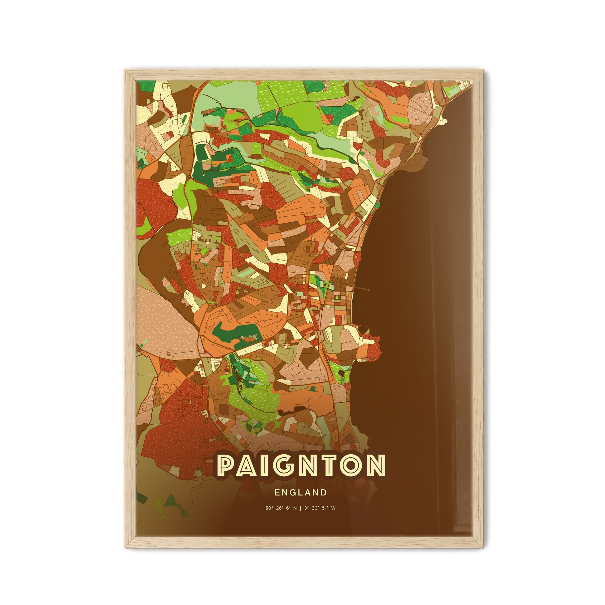 Colorful Paignton England Fine Art Map Farmhouse