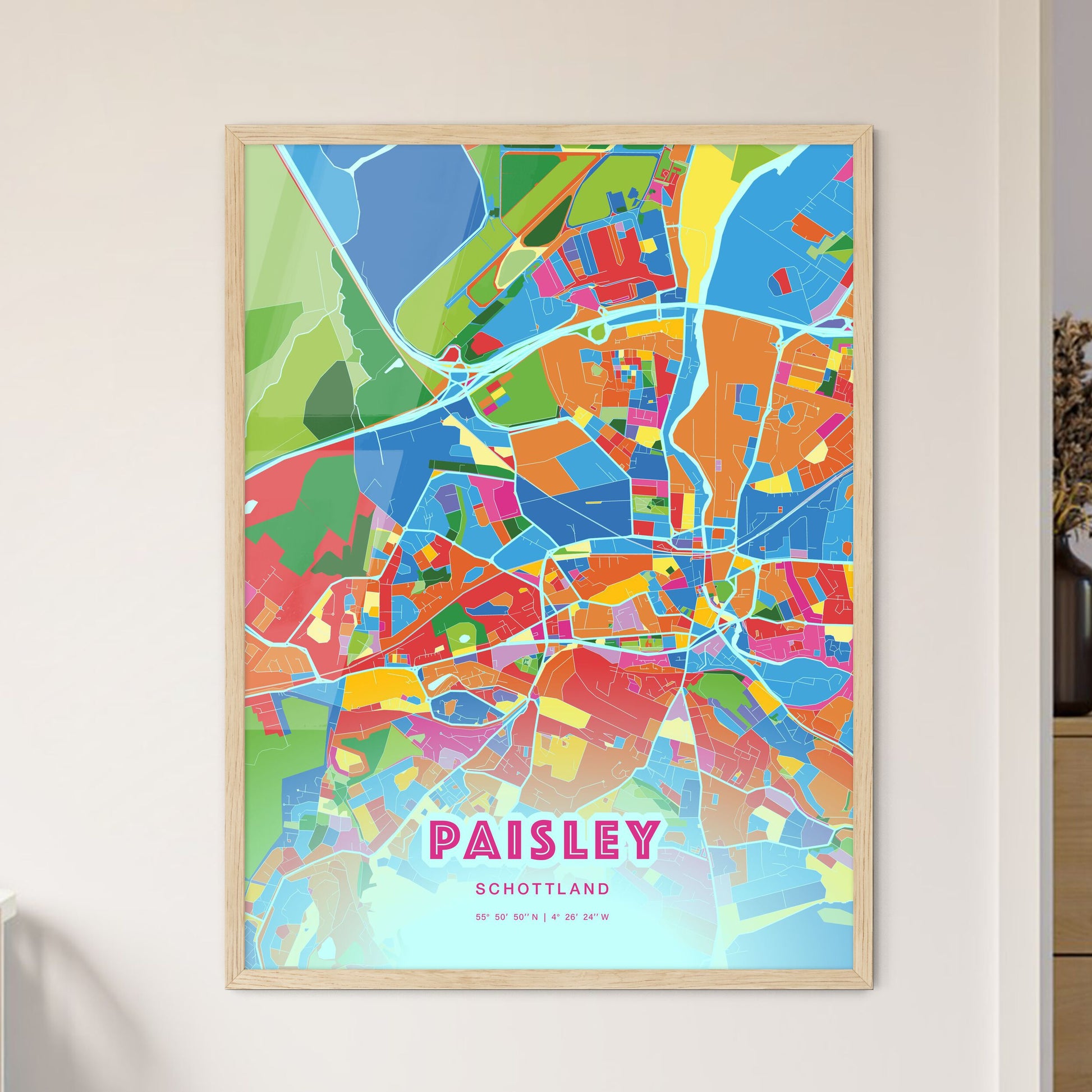 Colorful Paisley Scotland Fine Art Map Crazy Colors