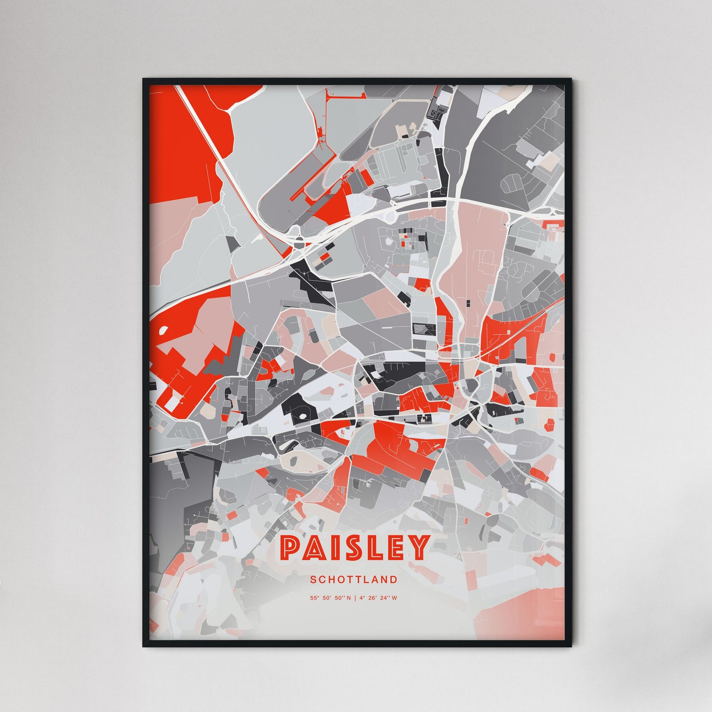 Colorful Paisley Scotland Fine Art Map Modern Expressive