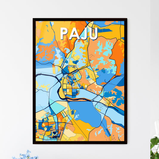 PAJU SOUTH KOREA Vibrant Colorful Art Map Poster Blue Orange