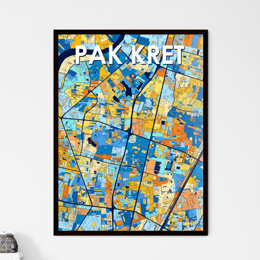 PAK KRET THAILAND Vibrant Colorful Art Map Poster Blue Orange