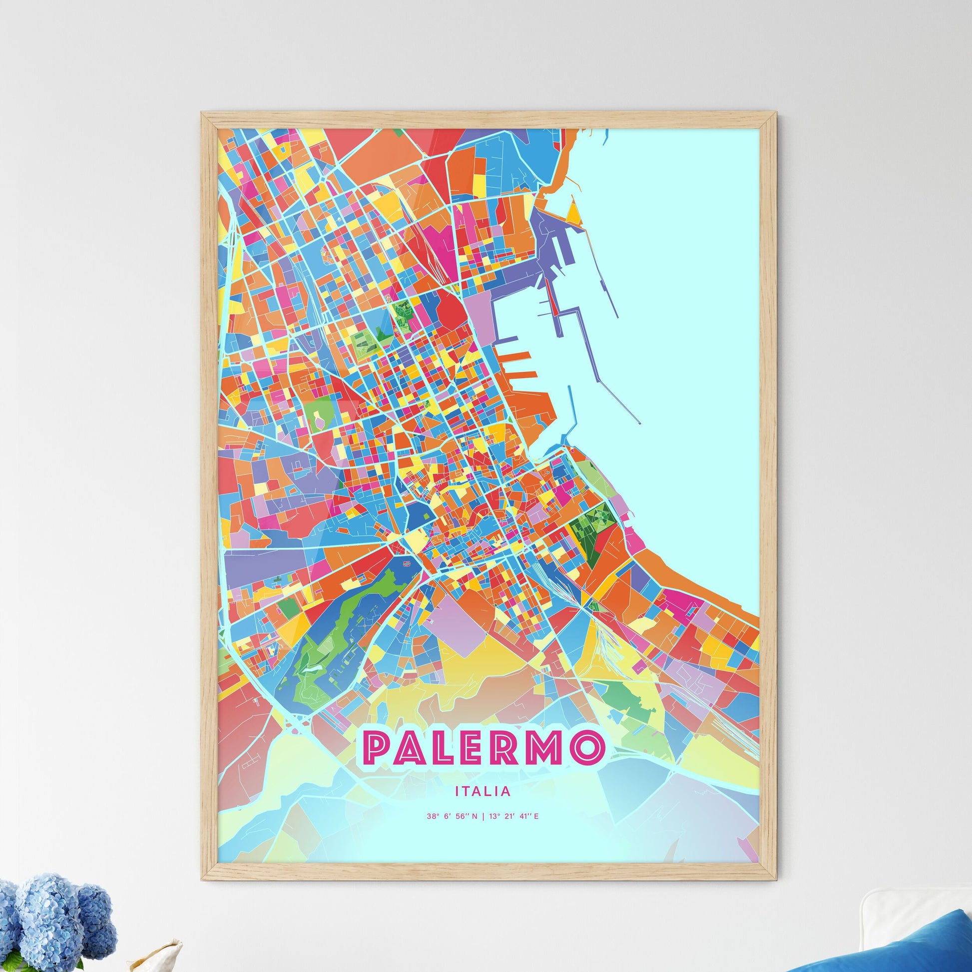 Colorful Palermo Italy Fine Art Map Crazy Colors