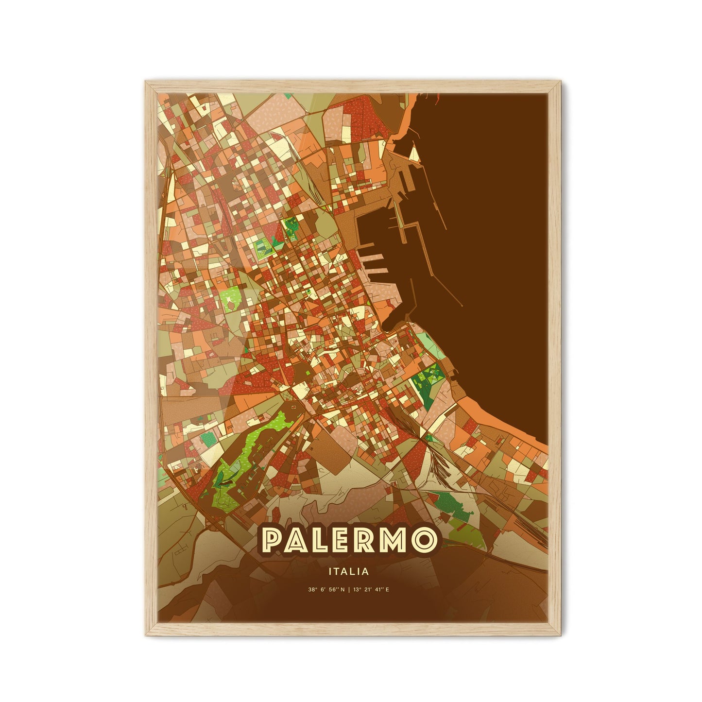 Colorful Palermo Italy Fine Art Map Farmhouse