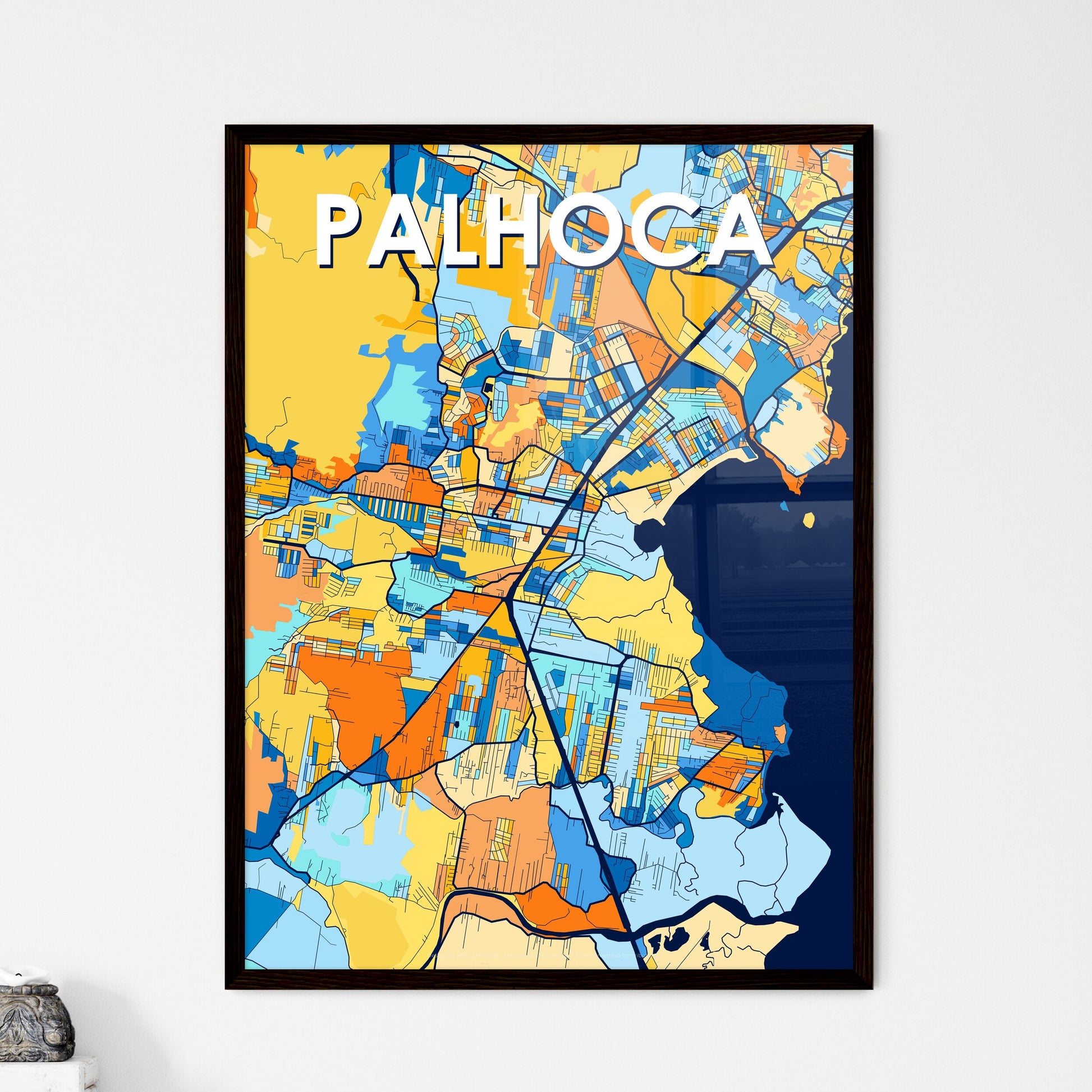 PALHOCA BRAZIL Vibrant Colorful Art Map Poster Blue Orange