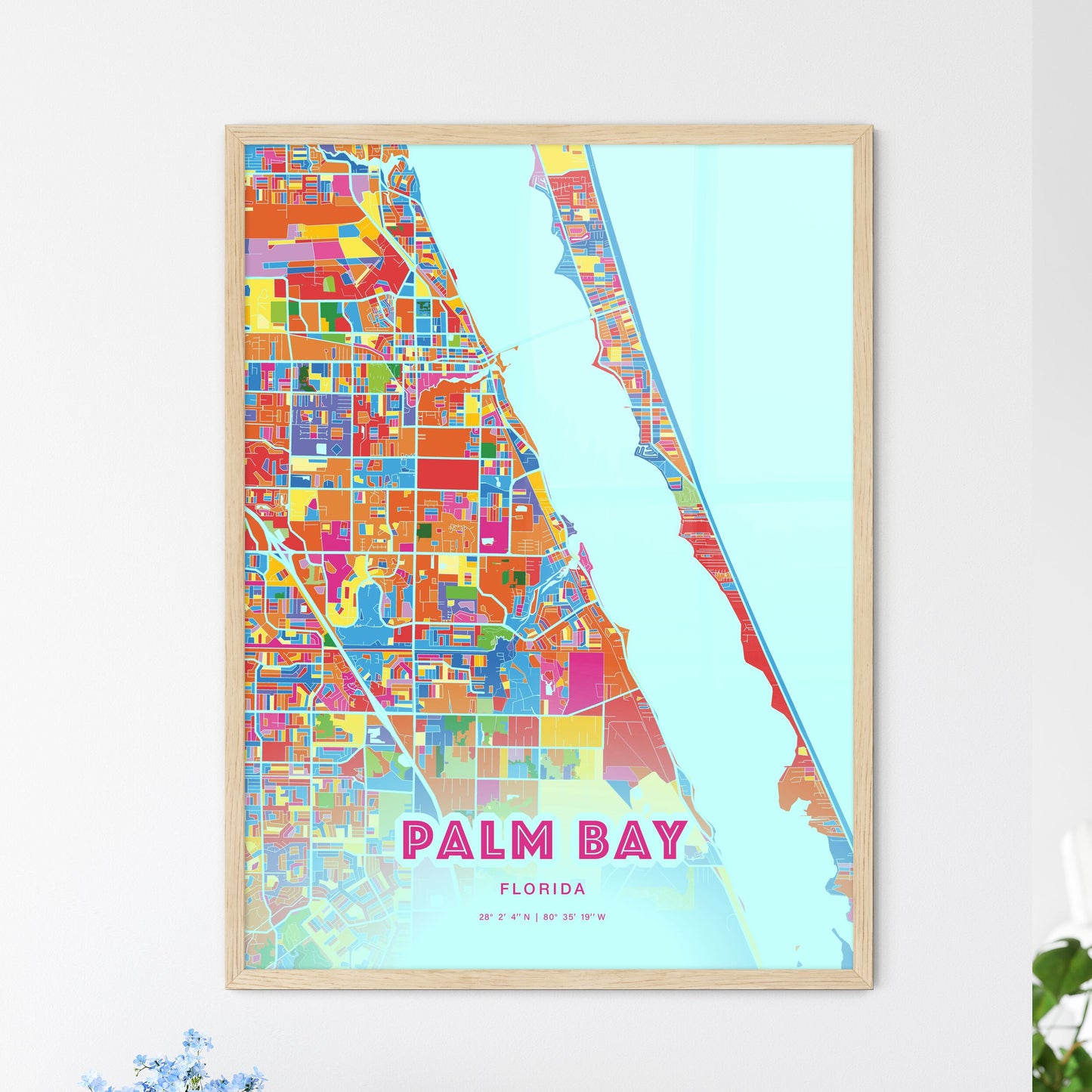 Colorful Palm Bay Florida Fine Art Map Crazy Colors