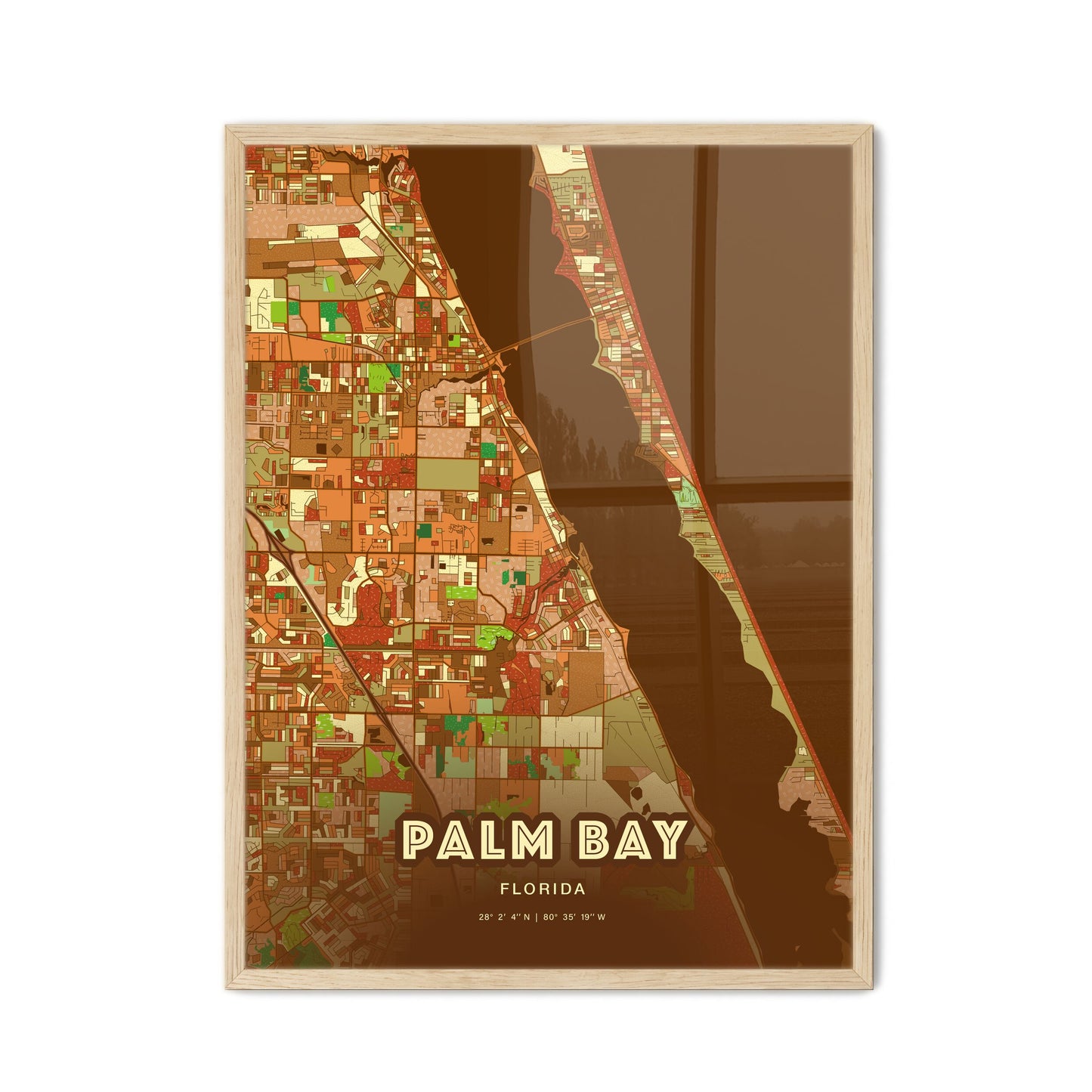 Colorful Palm Bay Florida Fine Art Map Farmhouse