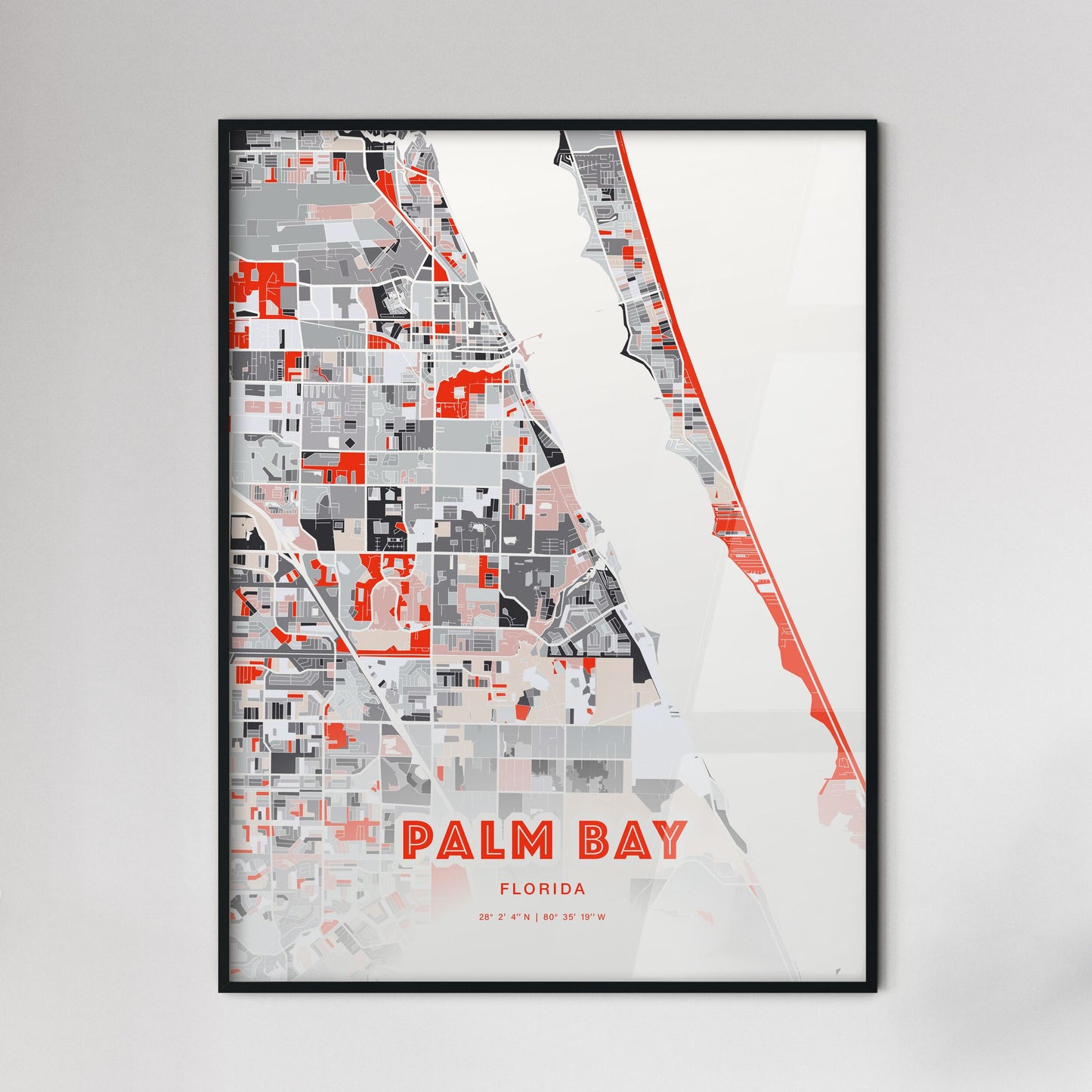 Colorful Palm Bay Florida Fine Art Map Modern Expressive