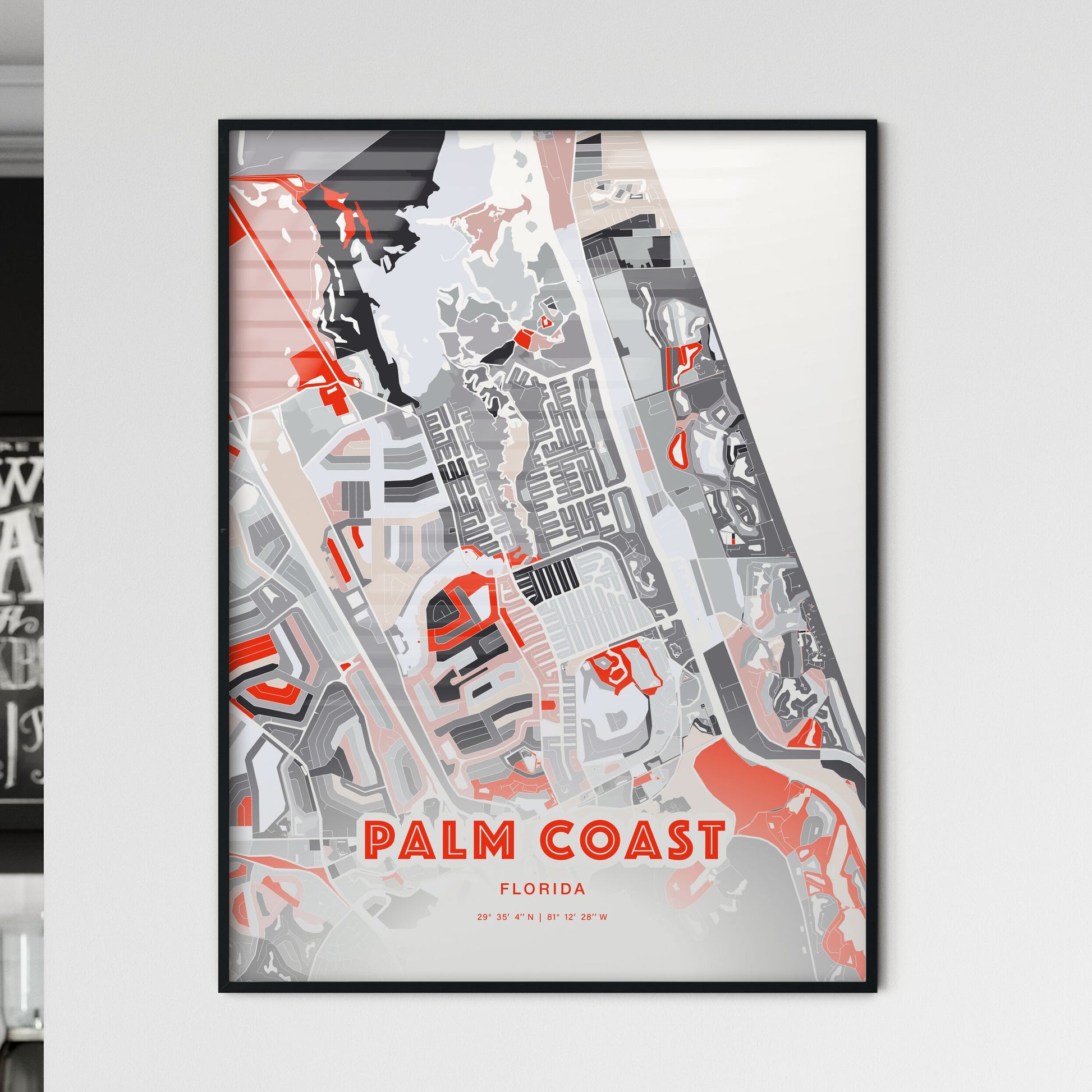 Colorful Palm Coast Florida Fine Art Map Modern Expressive