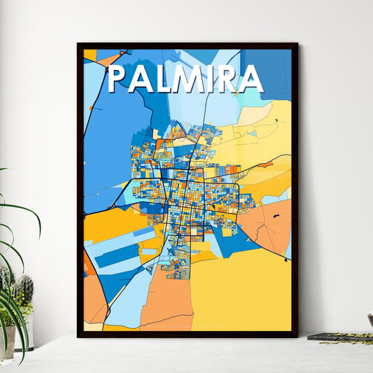 PALMIRA COLOMBIA Vibrant Colorful Art Map Poster Blue Orange