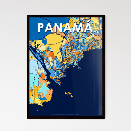 PANAMÁ PANAMA Vibrant Colorful Art Map Poster Blue Orange