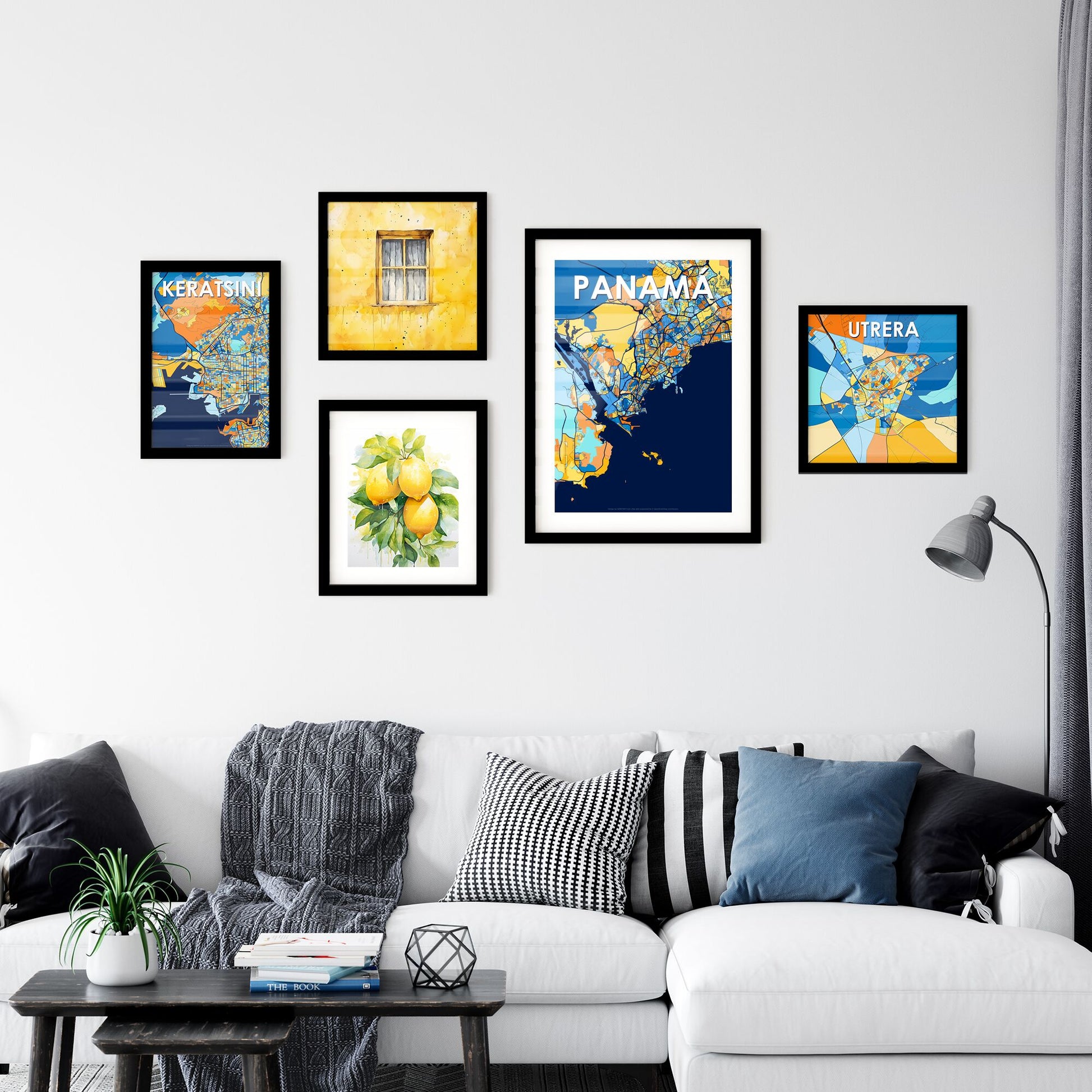 PANAMÁ PANAMA Vibrant Colorful Art Map Poster Blue Orange