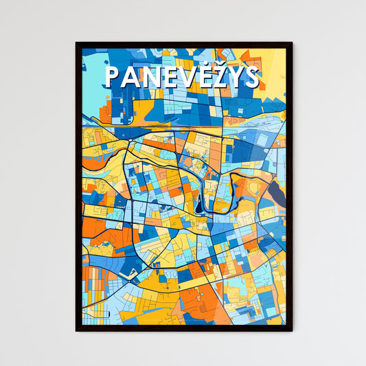 PANEVĖŽYS LITHUANIA Vibrant Colorful Art Map Poster Blue Orange