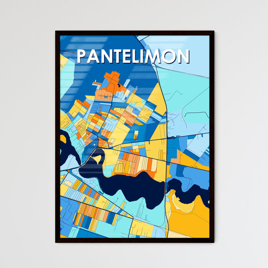 PANTELIMON ROMANIA Vibrant Colorful Art Map Poster Blue Orange