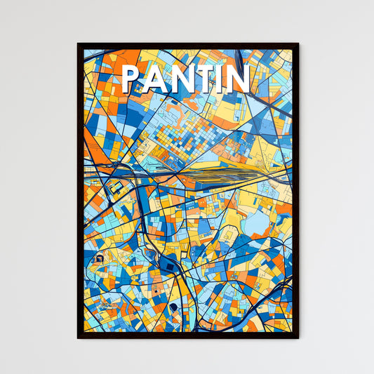 PANTIN FRANCE Vibrant Colorful Art Map Poster Blue Orange