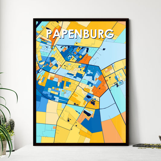 PAPENBURG GERMANY Vibrant Colorful Art Map Poster Blue Orange