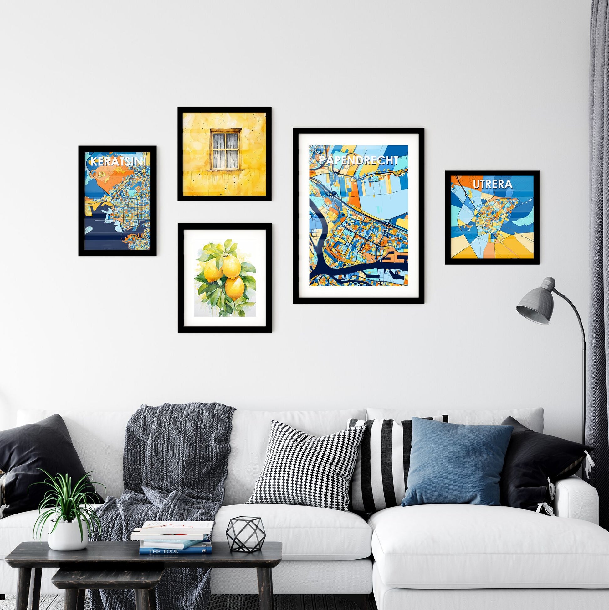 PAPENDRECHT NETHERLANDS Vibrant Colorful Art Map Poster Blue Orange