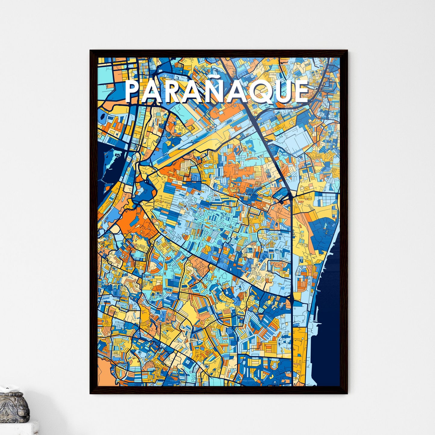 PARAÑAQUE PHILIPPINES Vibrant Colorful Art Map Poster Blue Orange