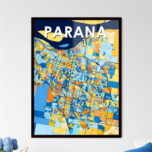 PARANA ARGENTINA Vibrant Colorful Art Map Poster Blue Orange