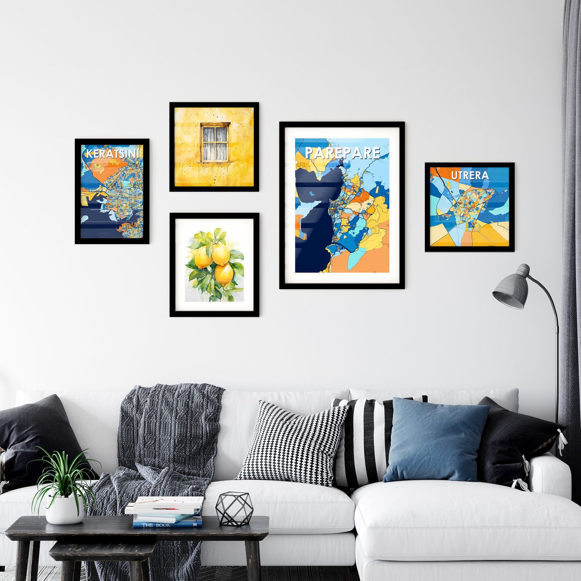 PAREPARE INDONESIA Vibrant Colorful Art Map Poster Blue Orange