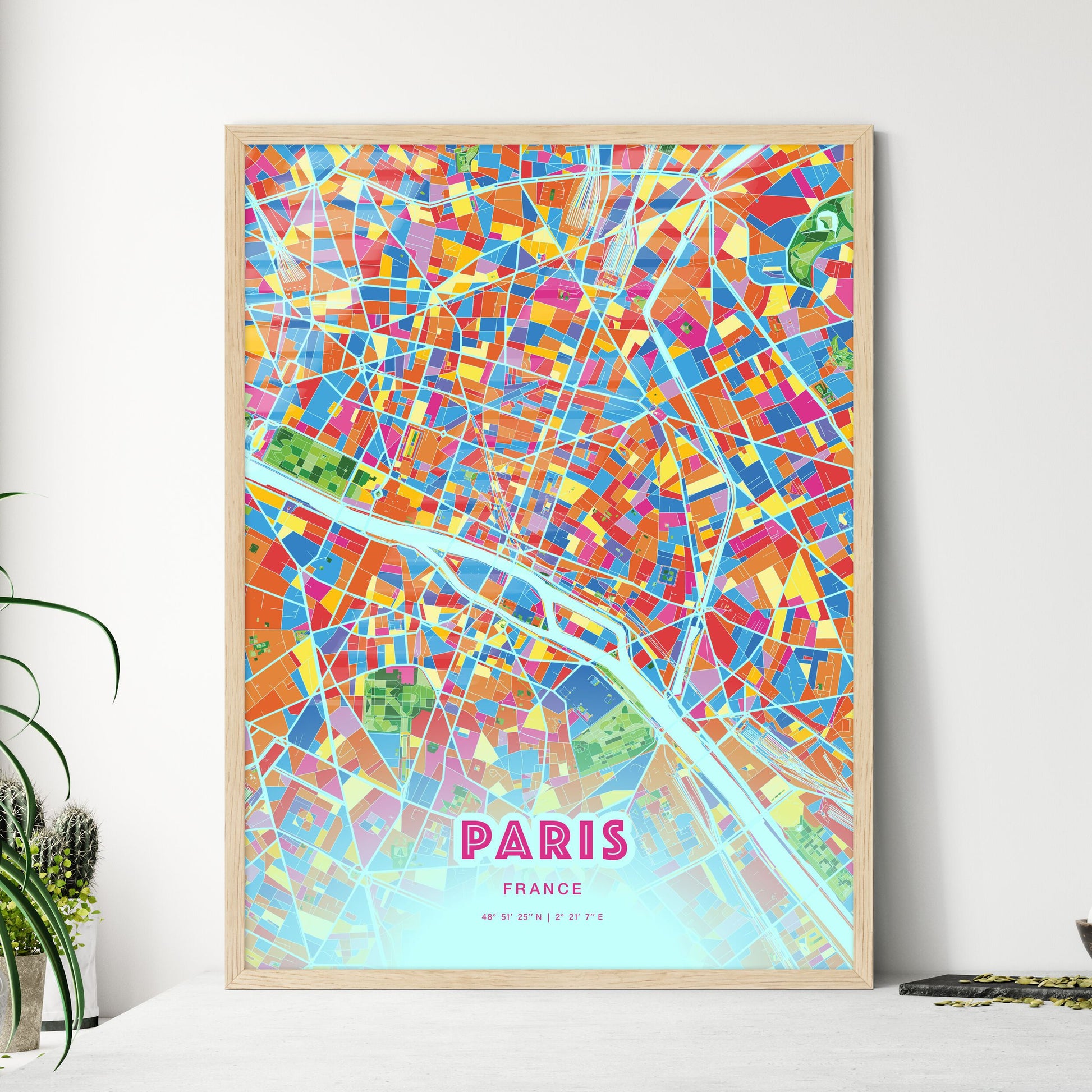 Colorful Paris France Fine Art Map Crazy Colors