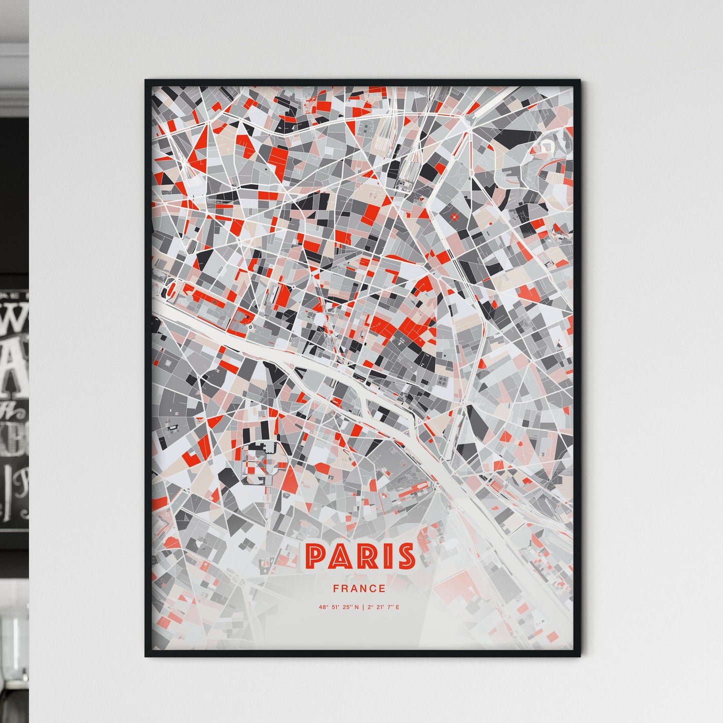 Colorful Paris France Fine Art Map Modern Expressive