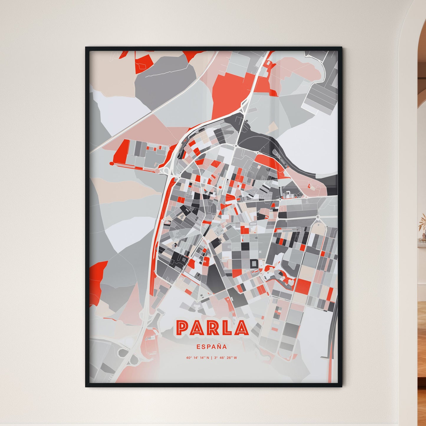 Colorful Parla Spain Fine Art Map Modern Expressive