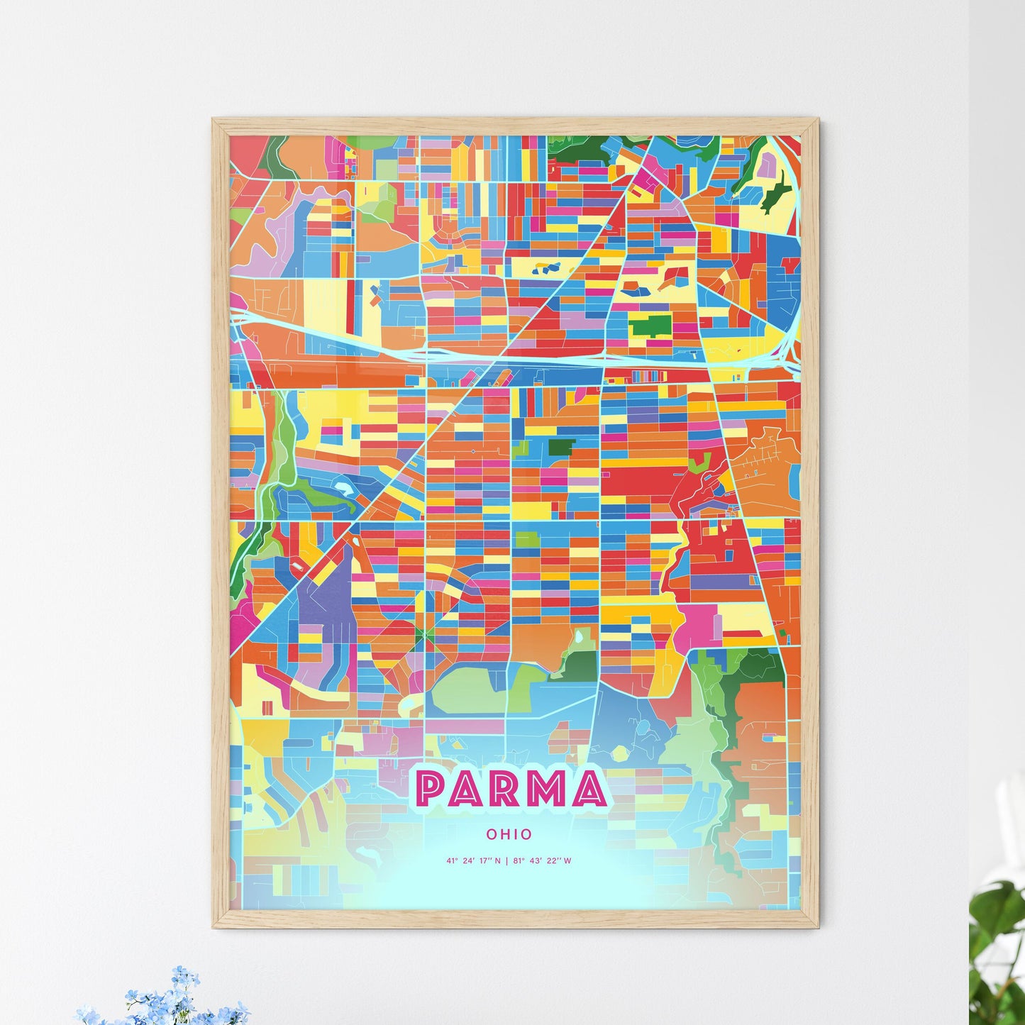 Colorful Parma Ohio Fine Art Map Crazy Colors