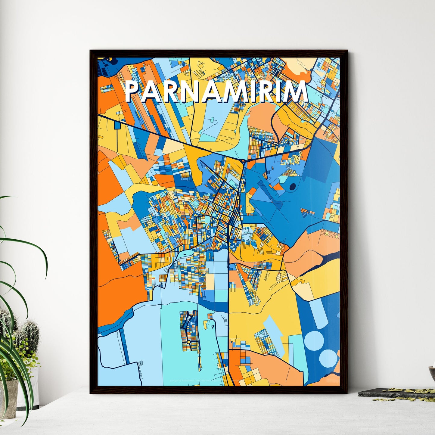 PARNAMIRIM BRAZIL Vibrant Colorful Art Map Poster Blue Orange