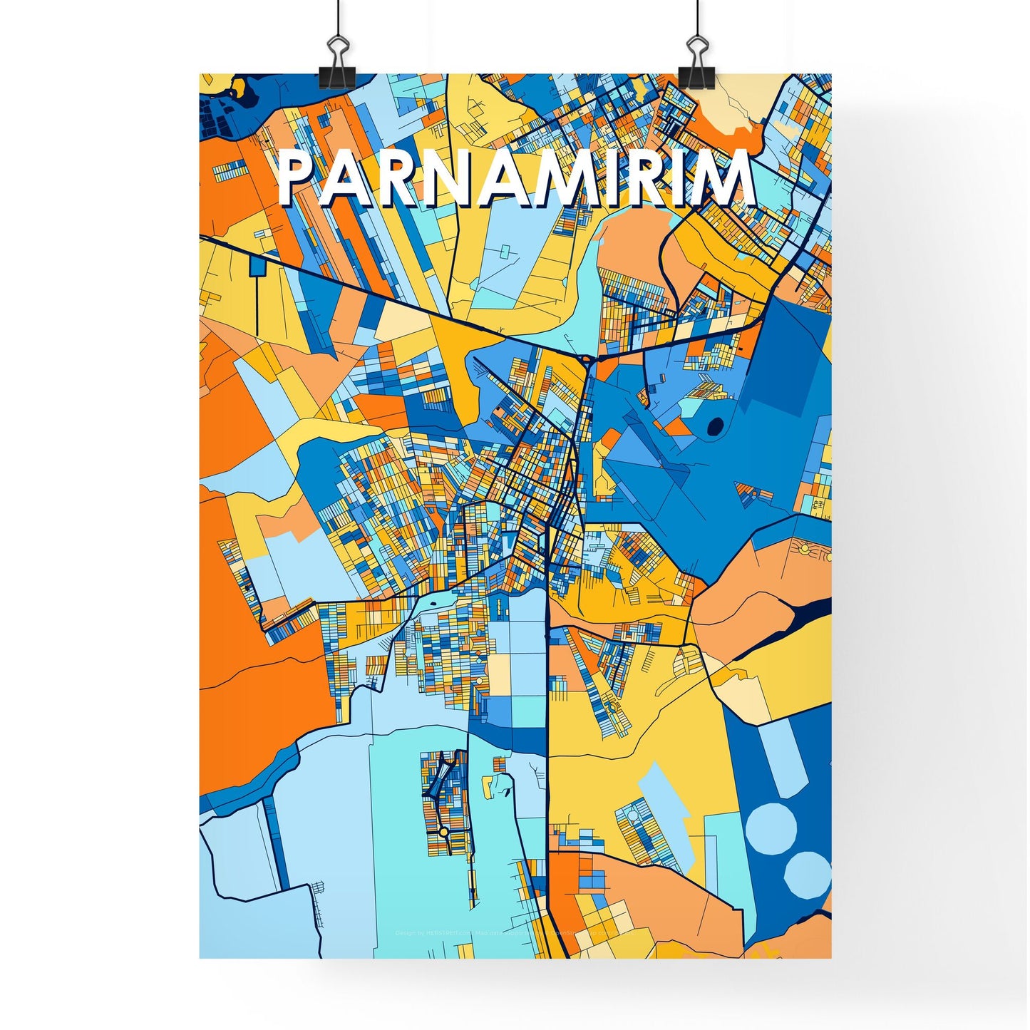 PARNAMIRIM BRAZIL Vibrant Colorful Art Map Poster Blue Orange