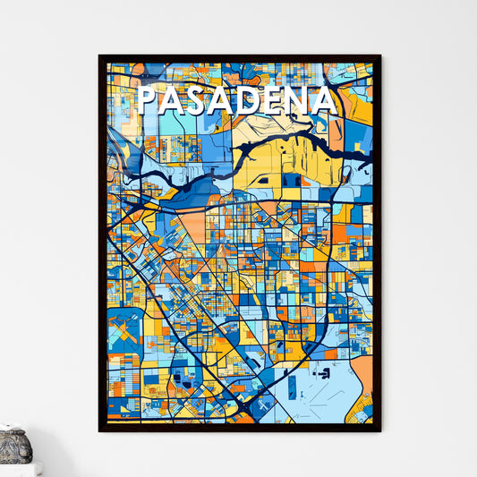 PASADENA TEXAS Vibrant Colorful Art Map Poster Blue Orange