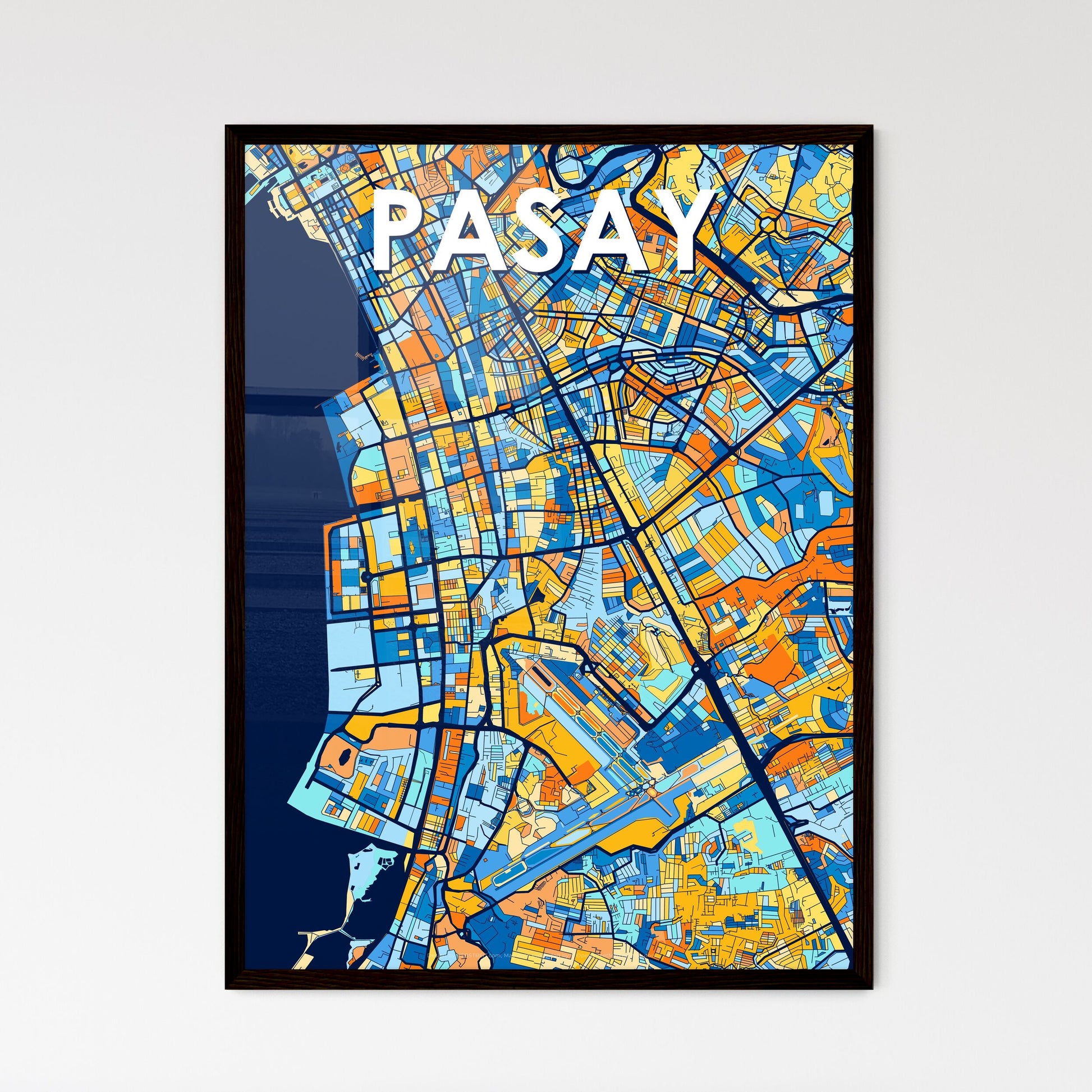 PASAY PHILIPPINES Vibrant Colorful Art Map Poster Blue Orange