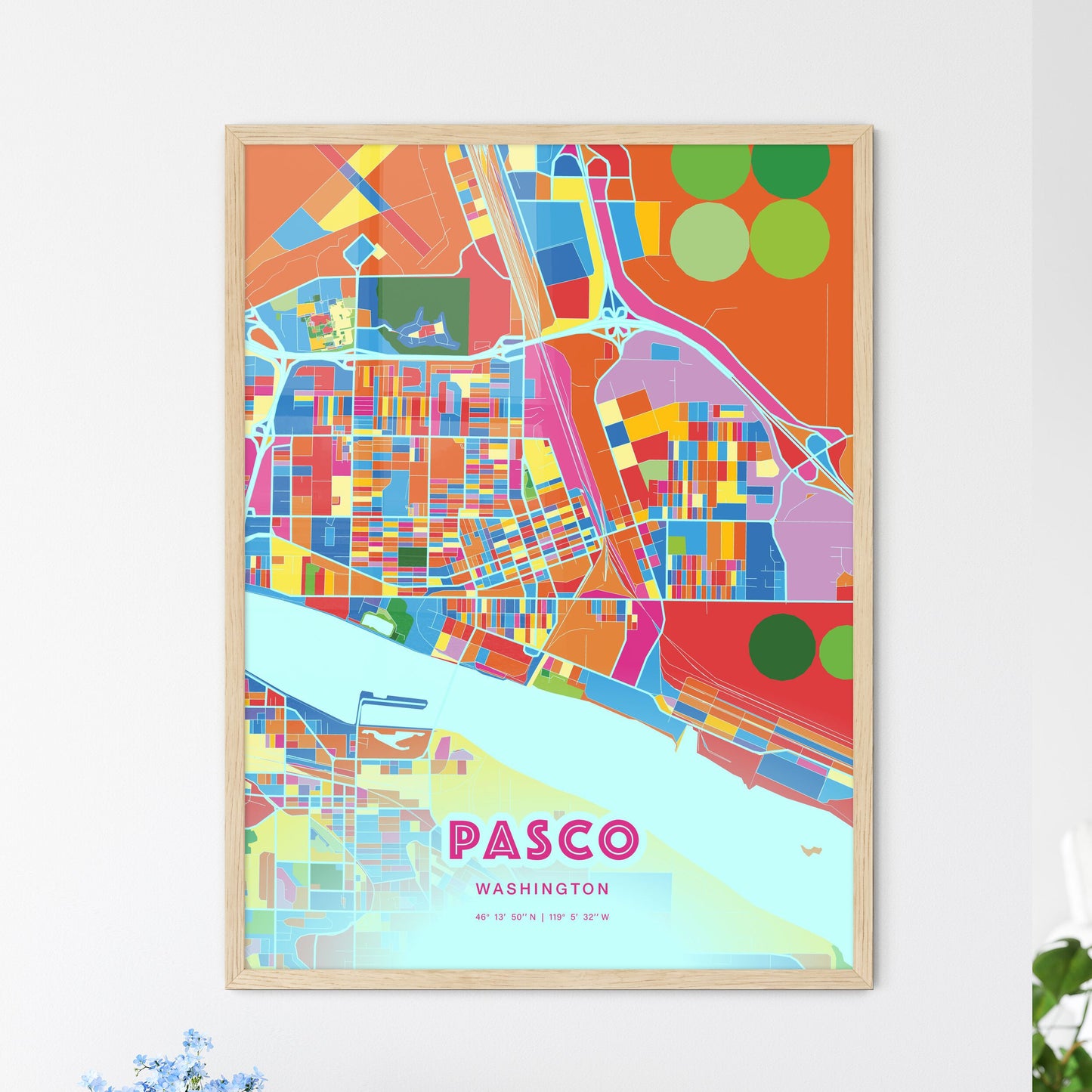 Colorful Pasco Washington Fine Art Map Crazy Colors